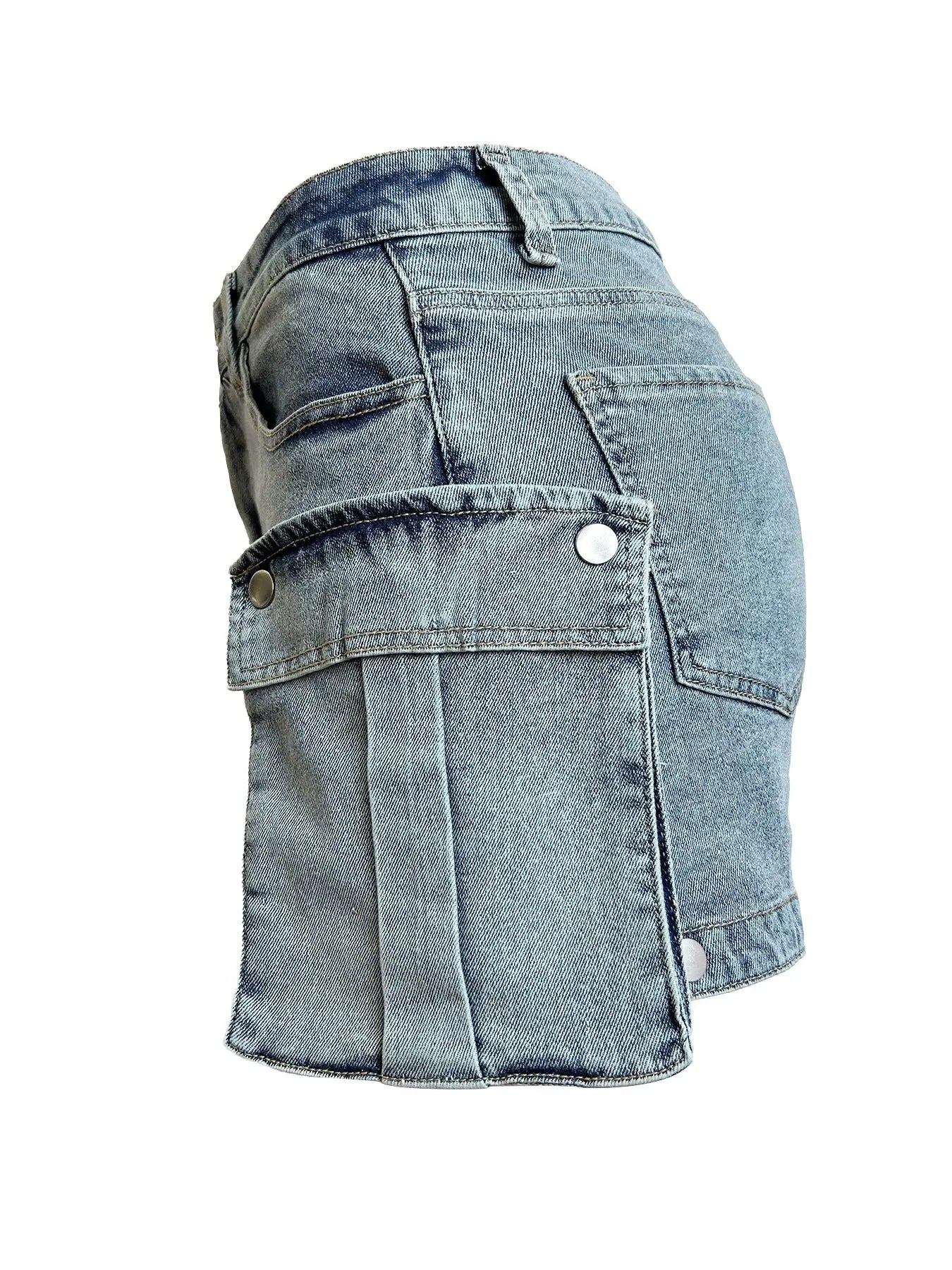 Women's Detachable Hanging Bag And Pants Stretch Denim Wear Shorts Trousers RightOn68