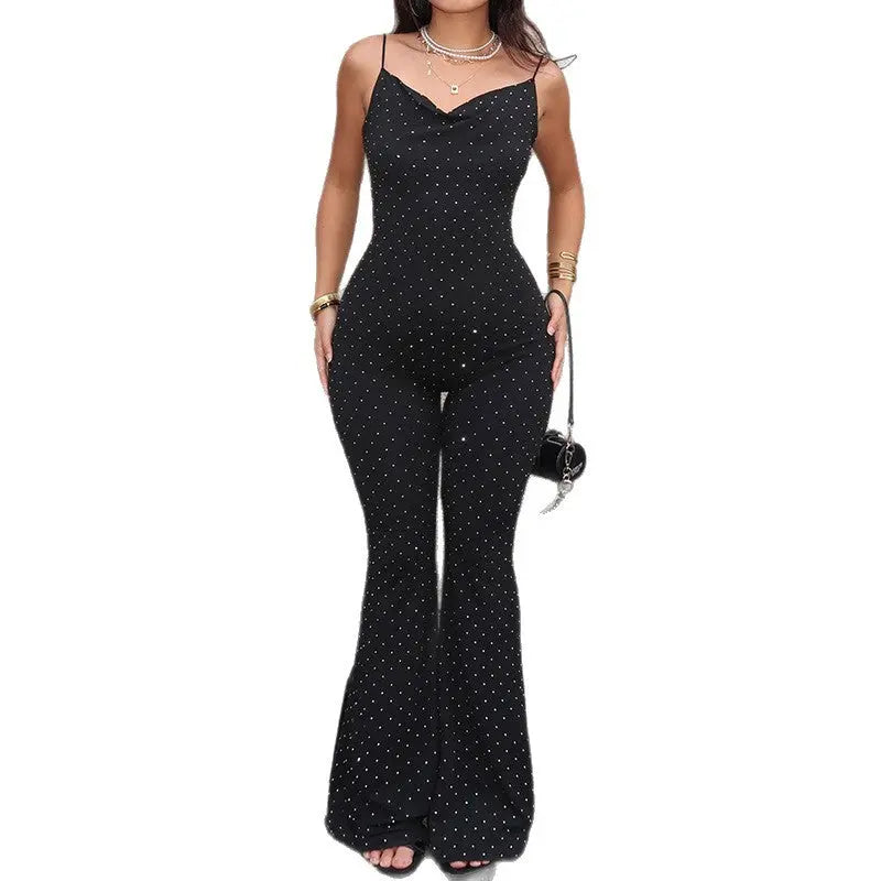 Womens Elegant V-Neck Body-Hugging Hip-Hugging Jumpsuit Pants DC-Beyond Borders Collective