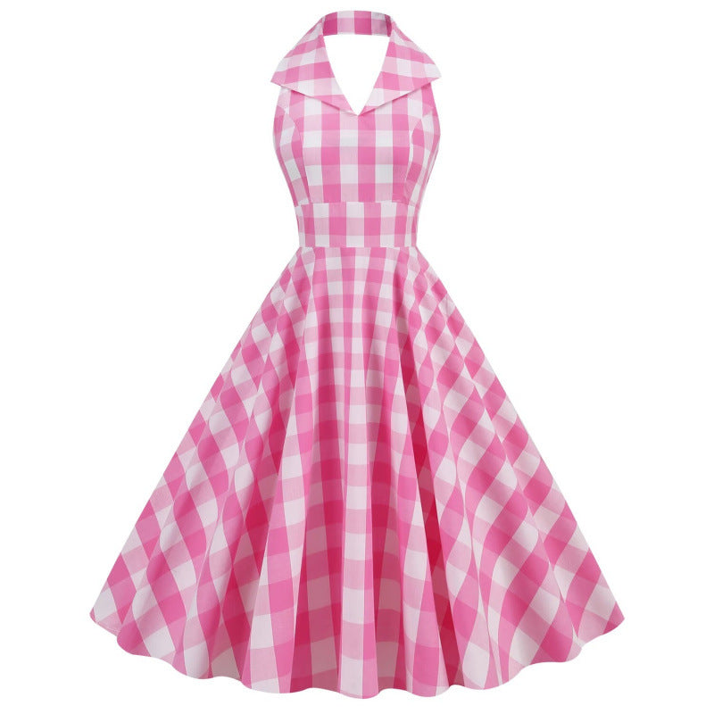 British-style Halter-neck Notched-colla Flared Maxi Dress DC-Beyond Borders Collective