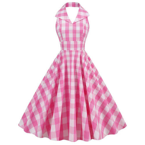 British-style Halter-neck Notched-colla Flared Maxi Dress DC-Beyond Borders Collective