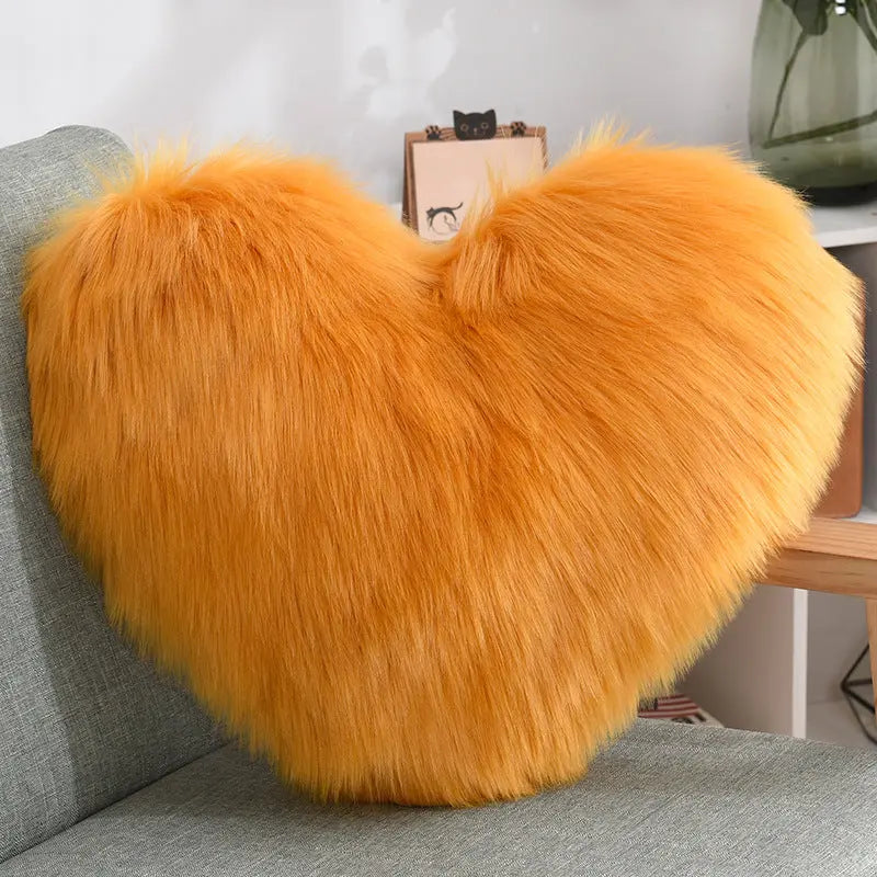 Long Plush Heart Shape Fluffy Cushion Cover RightOn68