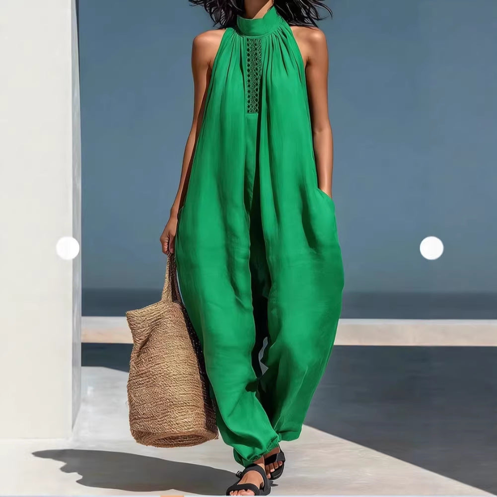 Sleeveless Casual Loose-fit Cotton-linen Wide-leg Jumpsuit DC-Beyond Borders Collective